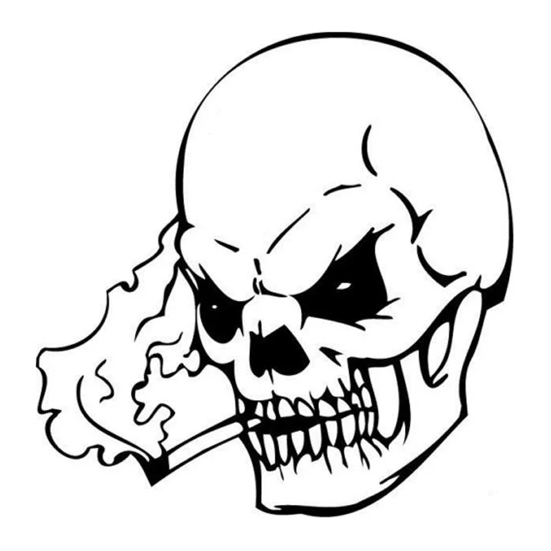 

Stylish Skull Cigarette Car Stickers Funny Motorcycle Pvc Car Stickers Suitable for All Kinds of Cars Black/white, 15cm*15cm