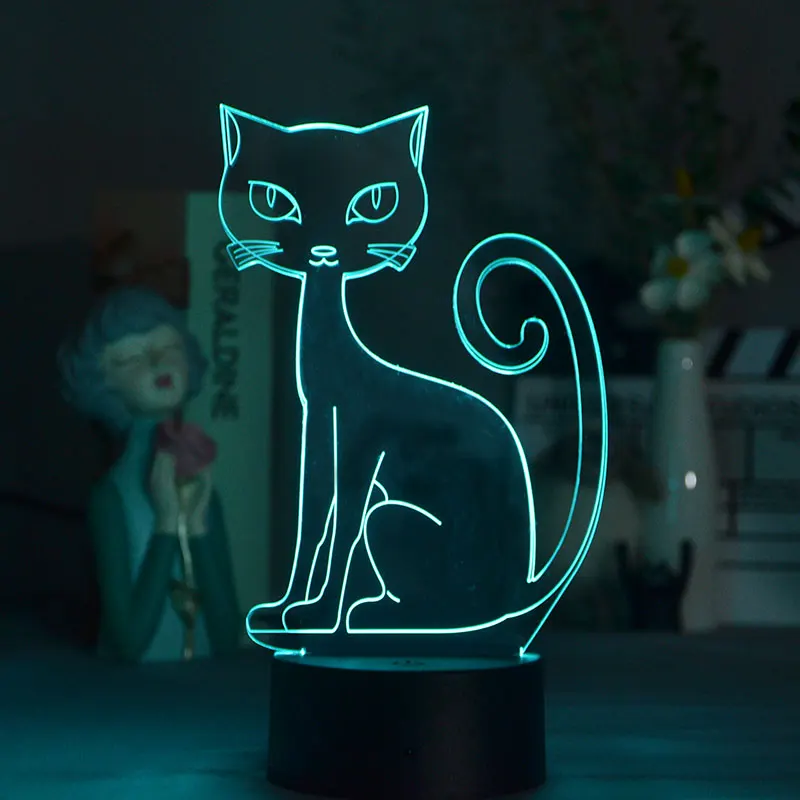3D детский ночной Светильник для детей с изображением милого котика украшения
