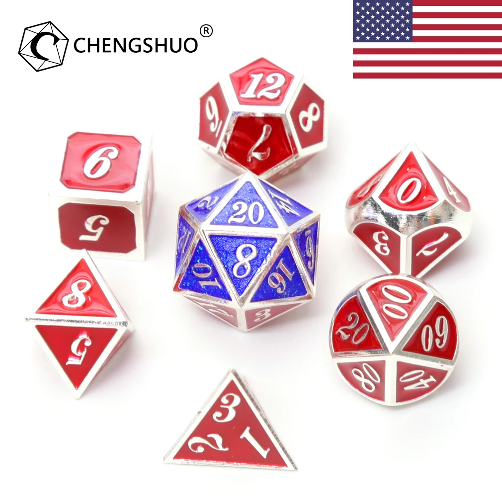 Chengshuo rpg металлические кости dnd многогранник кубики наборы Настольный косплей игры цинковый сплав кран кости пользовательский цвет шаблон d20 12 8