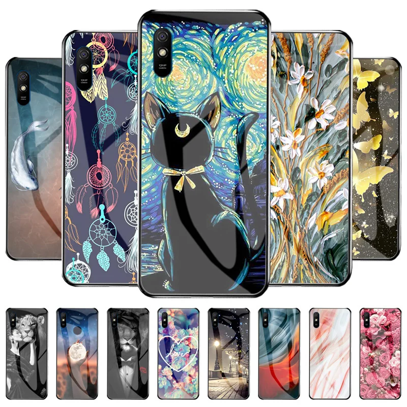 Tempered Glass Case For Xiaomi Redmi Note 11 Case Redmi 10 9C 9A Redmi Note 10 Pro 8 9 7 Pro 10S 9S 8T 7S Hard Funda Shockproof