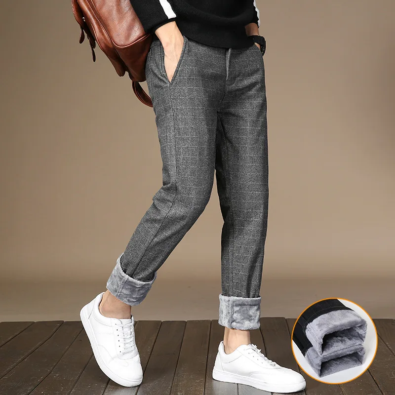 Брендовые мужские Зимние флисовые пушистые утепленные повседневные брюки