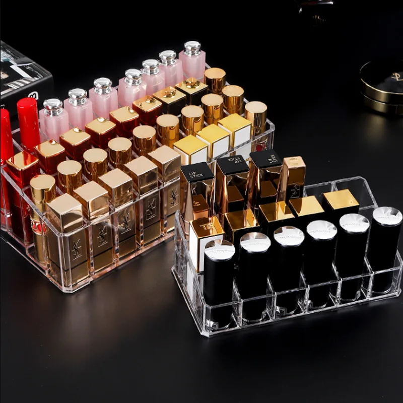

Acrylic transparent lipstick storage box, cosmetics display rack, dust-proof multi compartment, storage case
