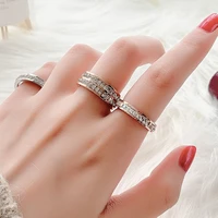 shining inlaid zirconia stainless steel rings for women man gold unique dainty wedding lovers couple ring jewelry gifts 2022 new