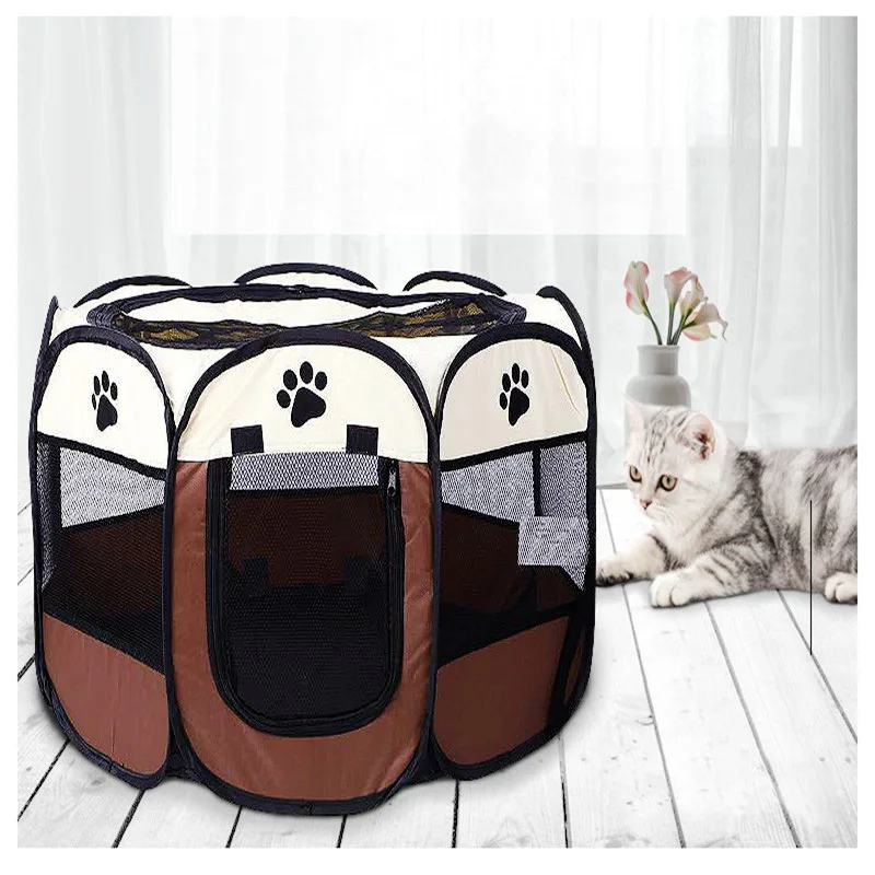 Переносная складная палатка для домашних питомцев домик собак восьмиугольная