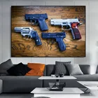 Картина на холсте с изображением пистолета, плакаты с изображением оружия и принты, современная настенная декоративная картина для мальчиков, подростков, настенный Декор без рамки