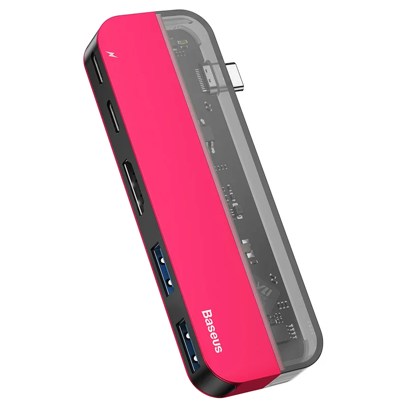 BASUES USB C HDMI кабель Тип C к HDMI концентратор адаптер USB-C HDMI конвертер тип-c Thunderbolt 3 док-станция для MacBook huawei mate 30 Pro - Цвет: Красный