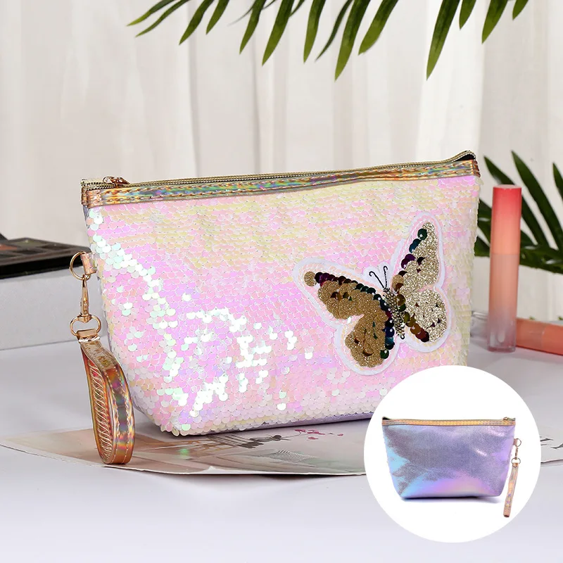Платье с принтом бабочки блестки Водонепроницаемый Макияж сумка ремешком на