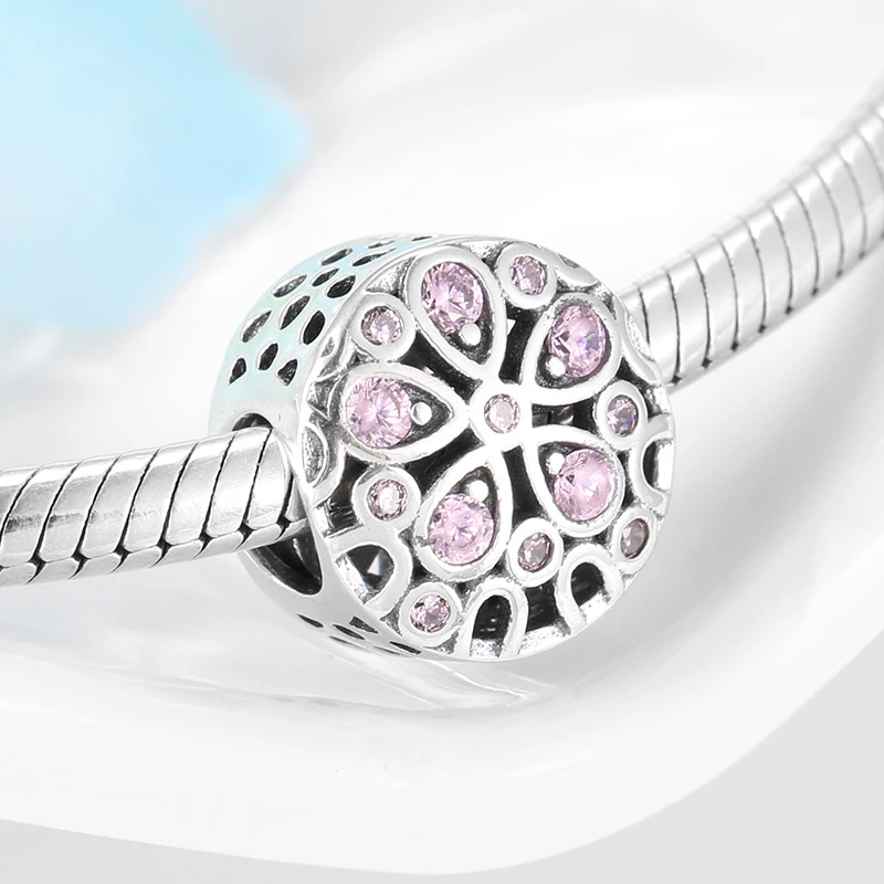 Высокое качество круглые шармы DIY серебряные бусины 925 пробы Fit Pandora серебряный браслет браслеты ювелирные изделия - Цвет: PC0215