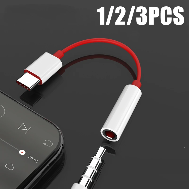 1/2/3pcs Type C To 3.5mm Earphone Adapter Jack Audio Aux Cable Converter for Oneplus 7 8 9 Universal Mobile Phone Adaptors Cord
