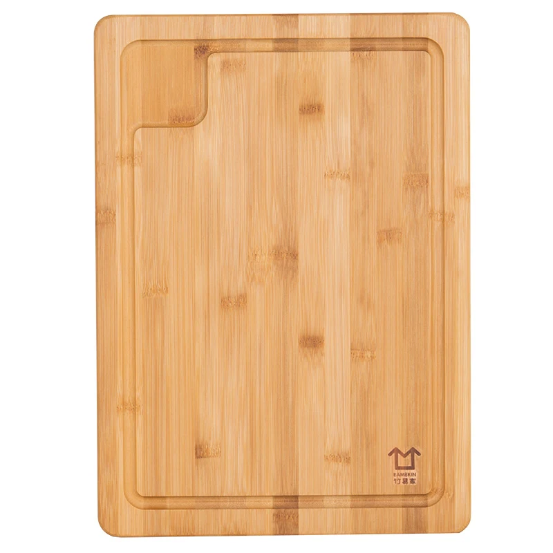 Толстая разделочная доска большая бамбуковая кухонная бытовая прямоугольная из массива дерева с