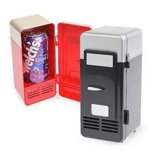 Desktop Mini Fridge USB Gadget Beverage Cans Cooler Warmer Refrigerator With Internal LED Light Car Use | Бытовая техника