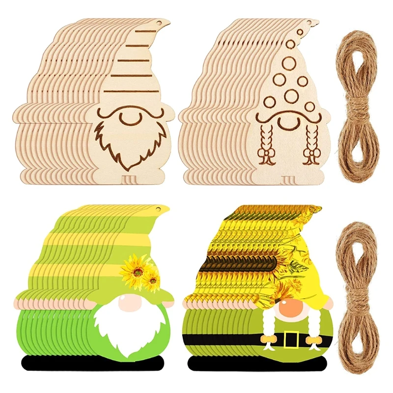 

10 Pcs Christmas Gnomes Wooden Decorations Cartoon Lovely Wood Hanging Gnome Elf Dwarf for Christmas Home Ornament Decor