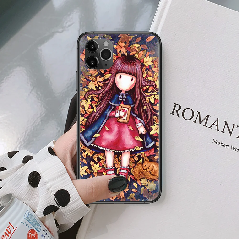

Cute Santoro Cartoon Gorjuss Girl Phone Case For IPhone 4 4s 5 5S SE 5C 6 6S 7 8 Plus X XS XR 11 12 Mini Pro Max 2020 black