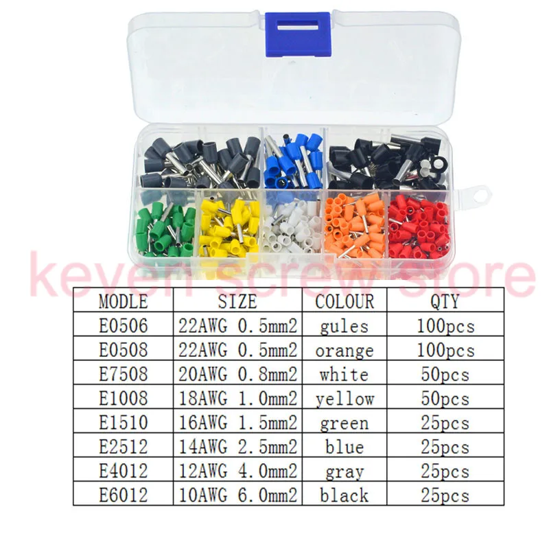 400PCS 400 шт./кор. AWG 22-10 Изолированный Шнур контактный конец клеммные наконечники комплект провода медь обжимной разъем - Цвет: 400PCS