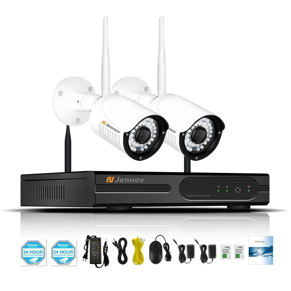 2 Pieces Cameras Jennov, беспроводная система безопасности, 8CH, 2MP, 1080 P, комплект видеонаблюдения, Домашняя безопасность, CCTV, HD, уличная IP 66 камера, NVR P2P - Цвет: 2 Pieces Cameras