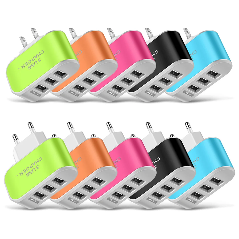 

3usb color candy charger LED luminous mobile phone charging head intelligent multi port USB charger travel charging