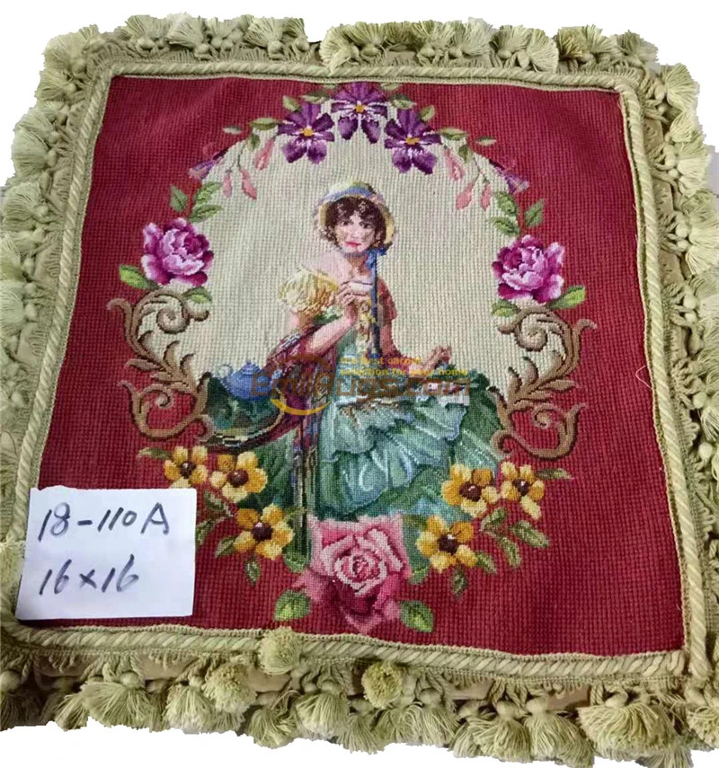 

needlepiont pillows Wool Fancy Hand Woven Wool Varies With Tassels Sofa Decor-1