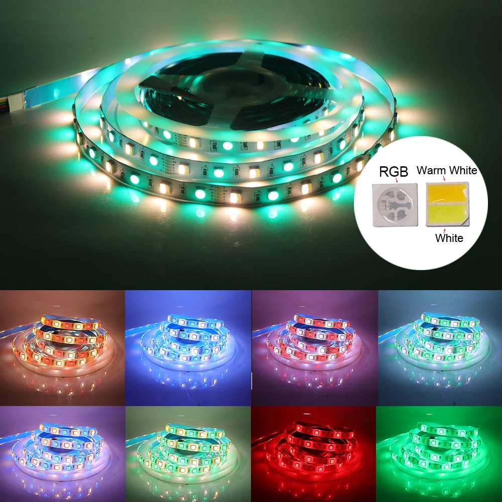 Светодиодная лента RGB CCT RGBCCT теплый светильник белый 5050 12В 24В Водонепроницаемый 5