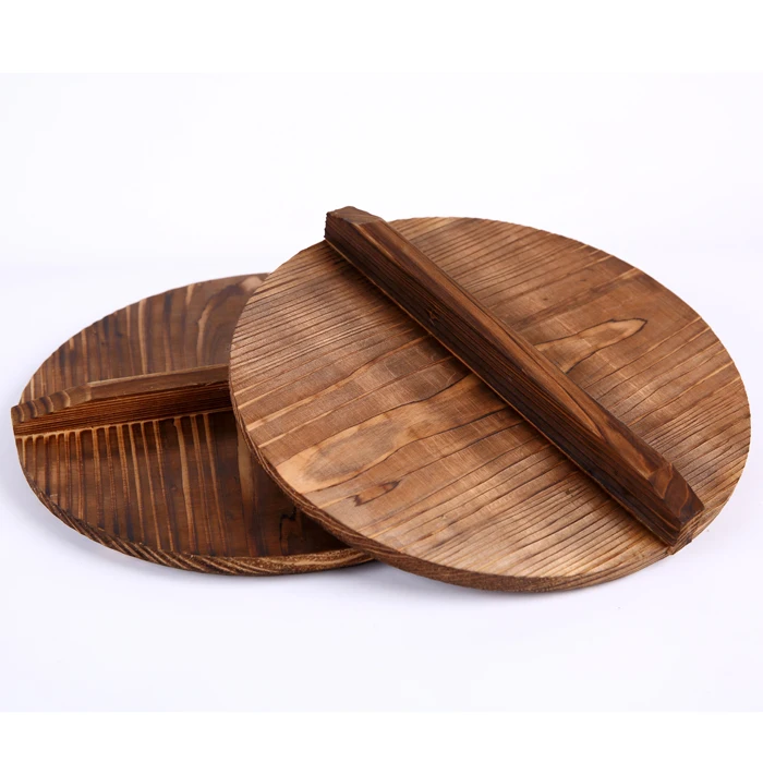 

15-50cm Chinese nature fir handmade export anti-hot pot cover iron hypotenuse cover wok wooden pan lid der Deckel