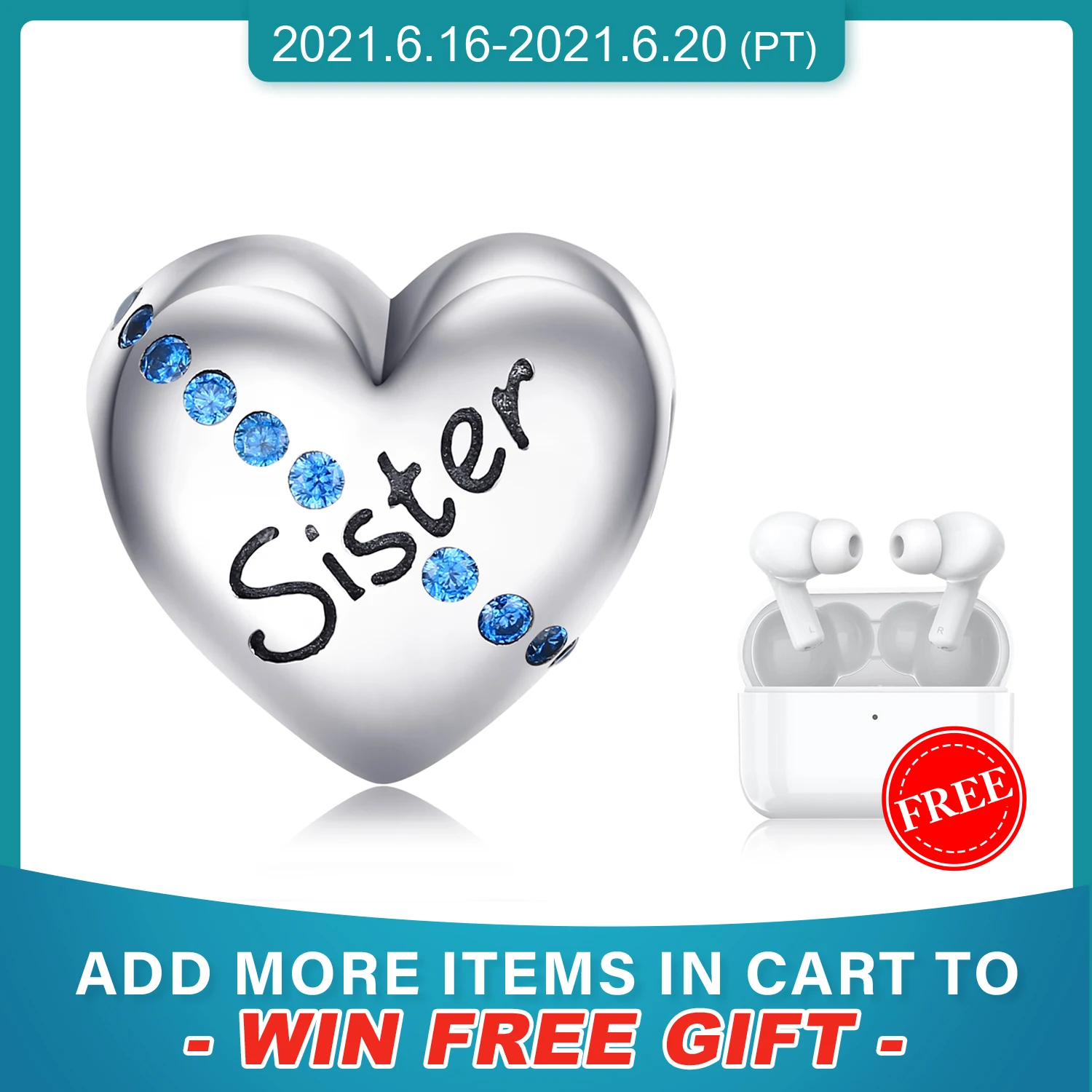 

JewelryPalace Heart Sister 925 Sterling Silver Beads Charms Silver 925 Original For Bracelet Silver 925 original Jewelry Making