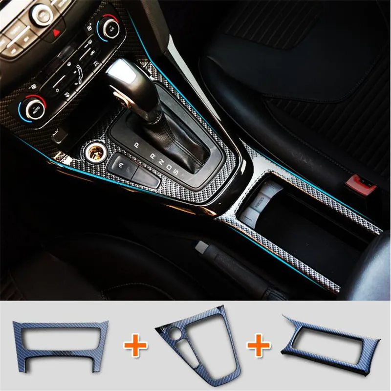 Car Accessories Gearbox Water Cup Holder Panel Trim Interior Decoration Frame sticker For Ford Focus 3 mk3 2015-2018