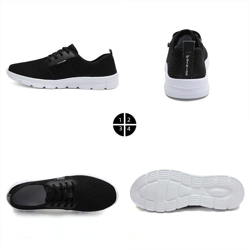 Кроссовки мужские легкие дышащие черные белые 2020 |