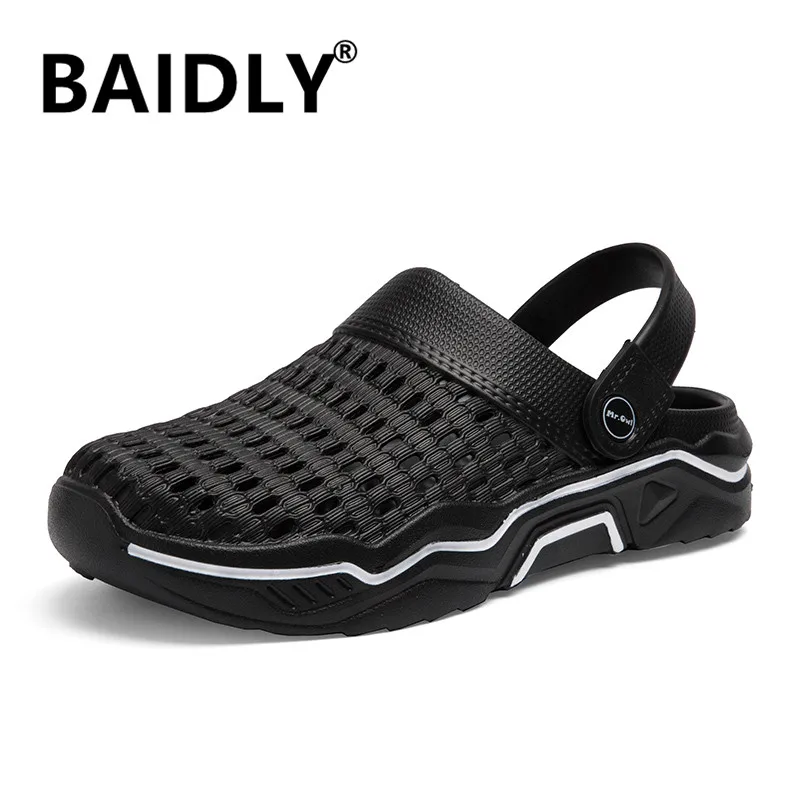 

Мужские мюли для сада и пляжа, дышащие Нескользящие тапки, повседневные сандалии, клоги, летняя обувь