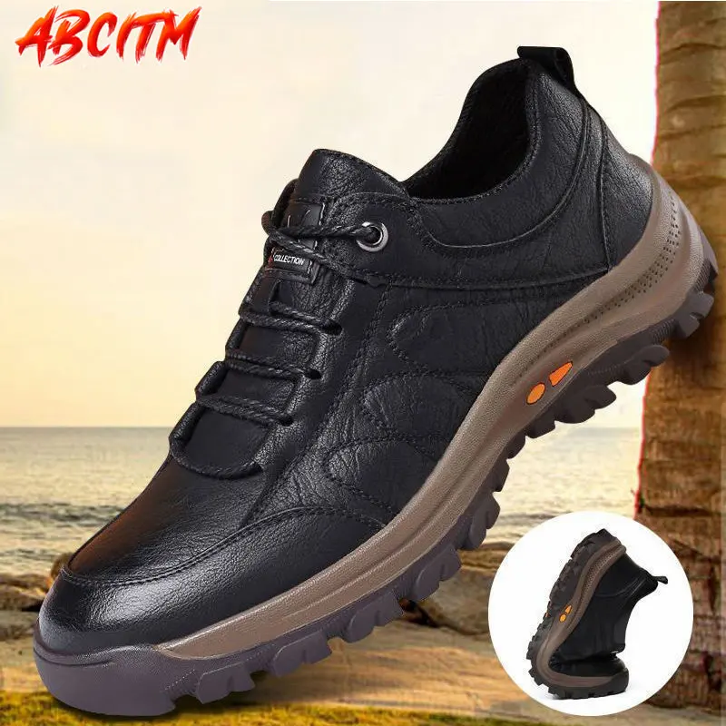 

Outdoor Men Boots Fashion Low Top Men's Winter Sneakers Flat Soft Platform Shoes Comfort Hiking Boots Luxury Rubber Boot New B42