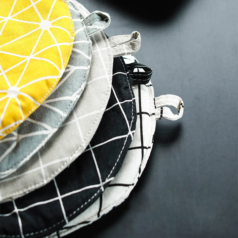 Круглый коврик для стола из хлопка и льна в скандинавском стиле нескользящий с