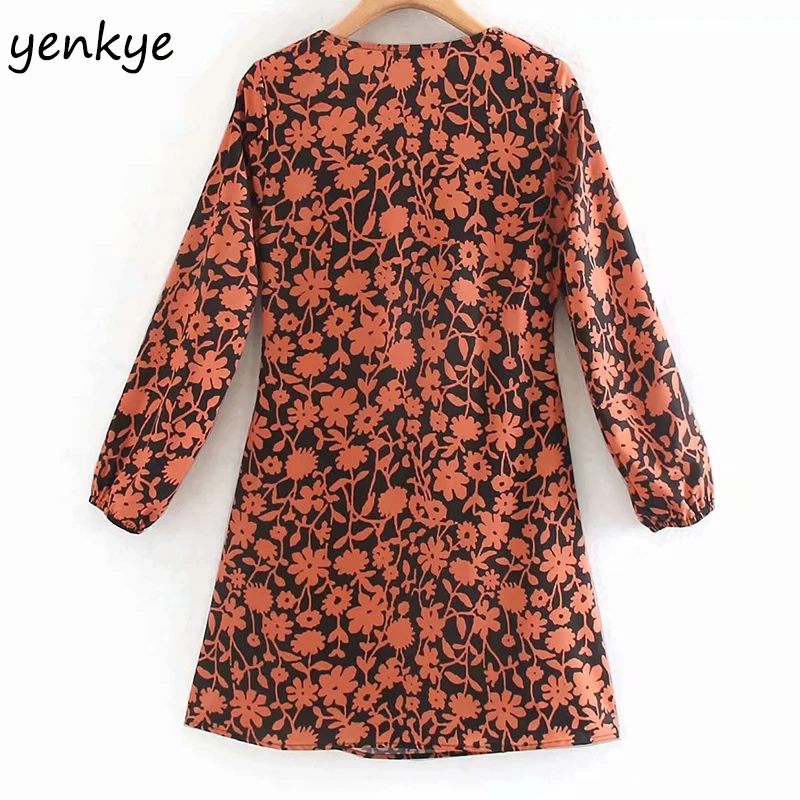 Женское винтажное платье с цветочным принтом Дамское сексуальное воротником и