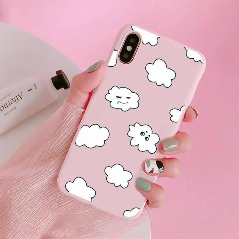 

Clouds pattern aesthetics Phone Case Candy Color for iPhone 6 7 8 11 12 s mini pro X XS XR MAX Plus