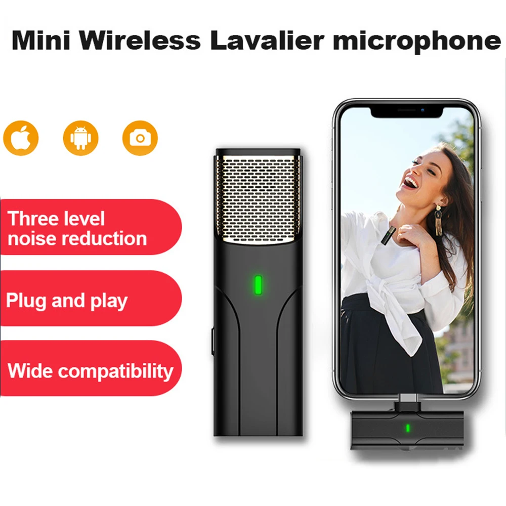 

Mini Wireless Lavalier Microphone Portable Audio Video Recording Lapel Mic for iPhone Android Gaming Live Broadcast Microfonoe