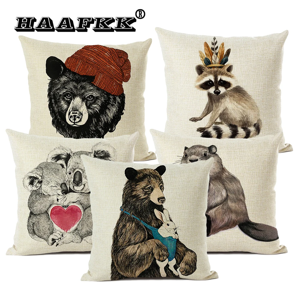 

Чехол для подушки с забавными и милыми животными, с рисунком лисы коала, дизайн для спальни, фотоподарок для детей