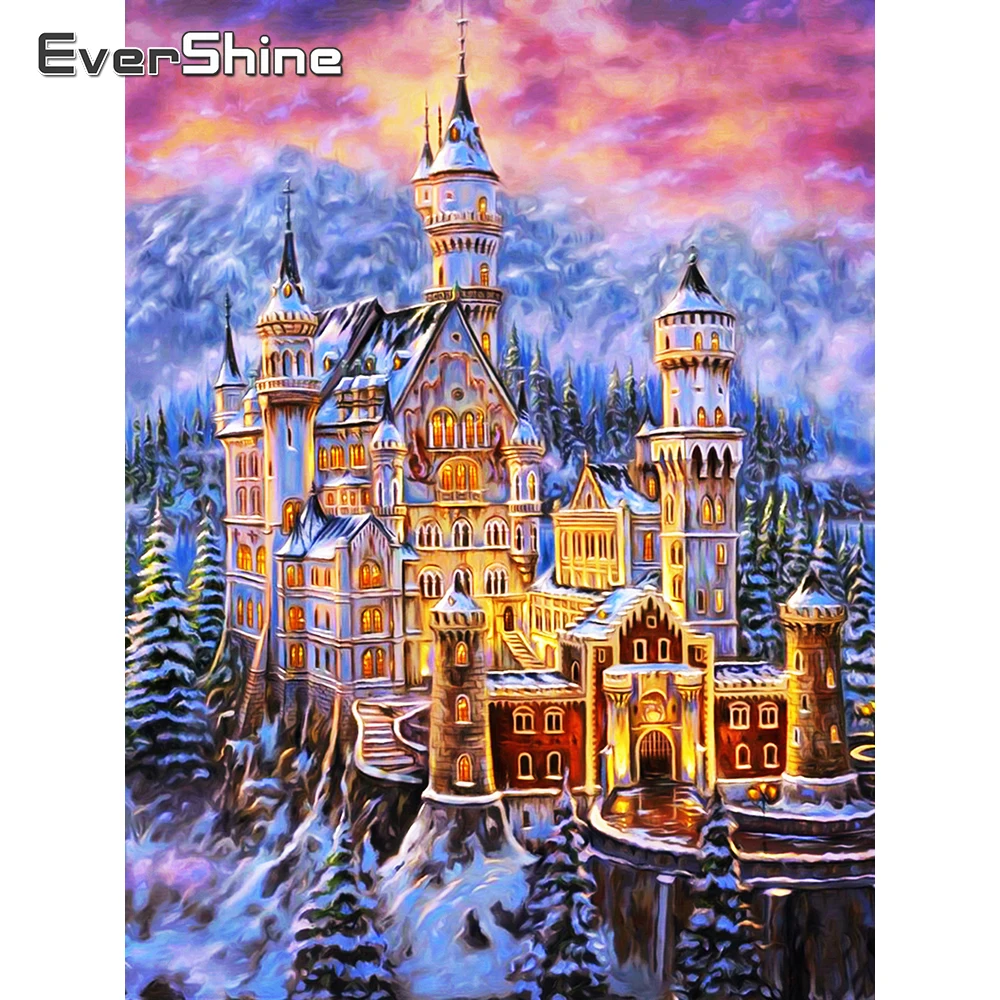 

Алмазная живопись с изображением пейзажа, вышивка крестиком, квадратная Алмазная вышивка "замок", набор для творчества, картины для Стразы