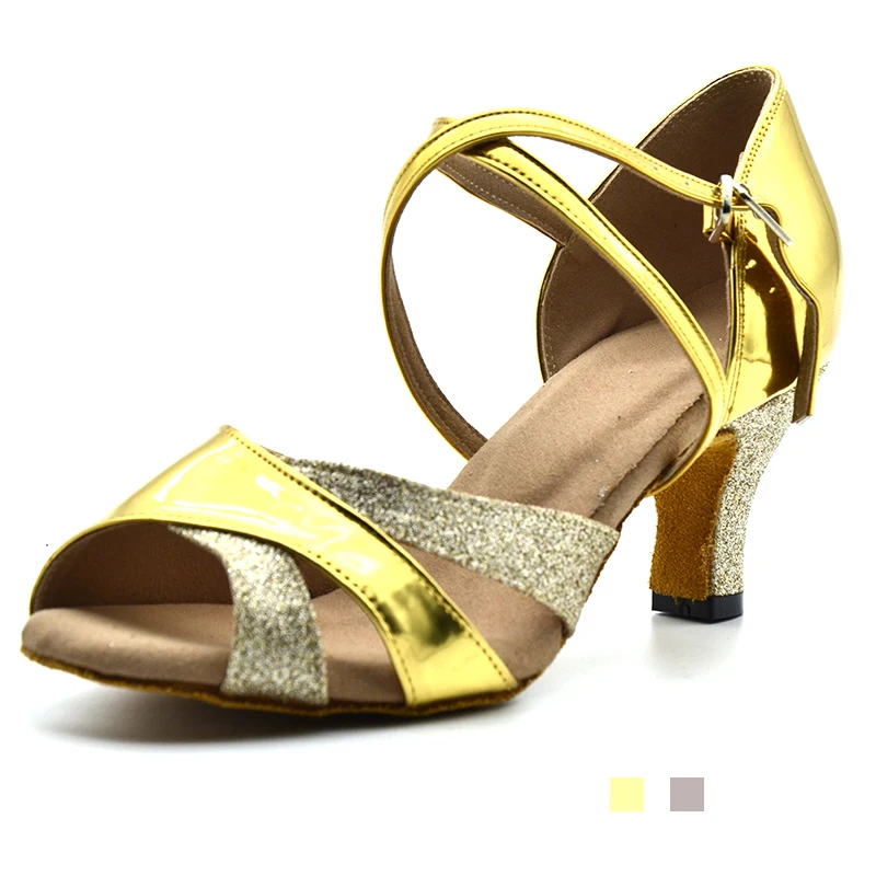 

Ballroom Dance Shoes for Women Soft Sole Latin Dancing Shoes Girls Golden Sliver Glitter Bachata Salsa Dance Sandals for Summer