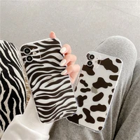 cute clear cows zebra pattern female soft case for iphone 11 12 pro max mini 7 8 plus xr x xs max se 2 girl phone cover fundas
