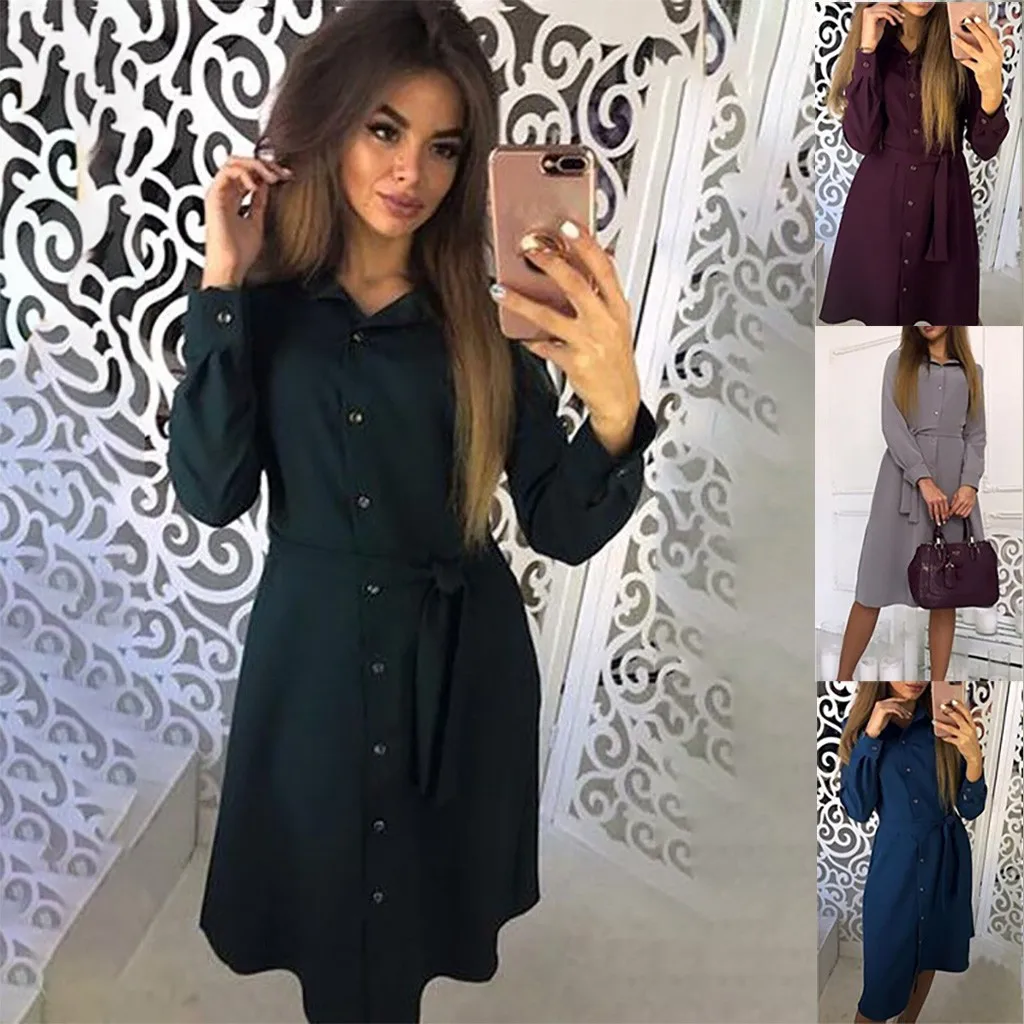 Повседневное летнее платье в китайском стиле с длинными рукавами и пуговицами