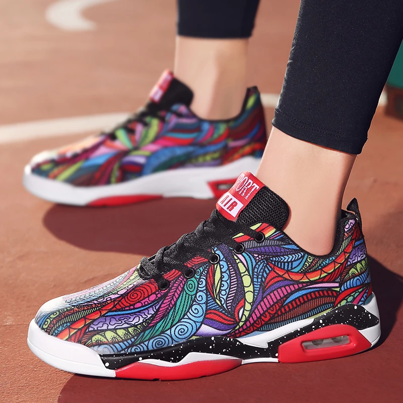 

New Pattern Color Basketball Shoes In Spring Retro Personality Bright Color Comfortable and Breathable Fashionable and Simple