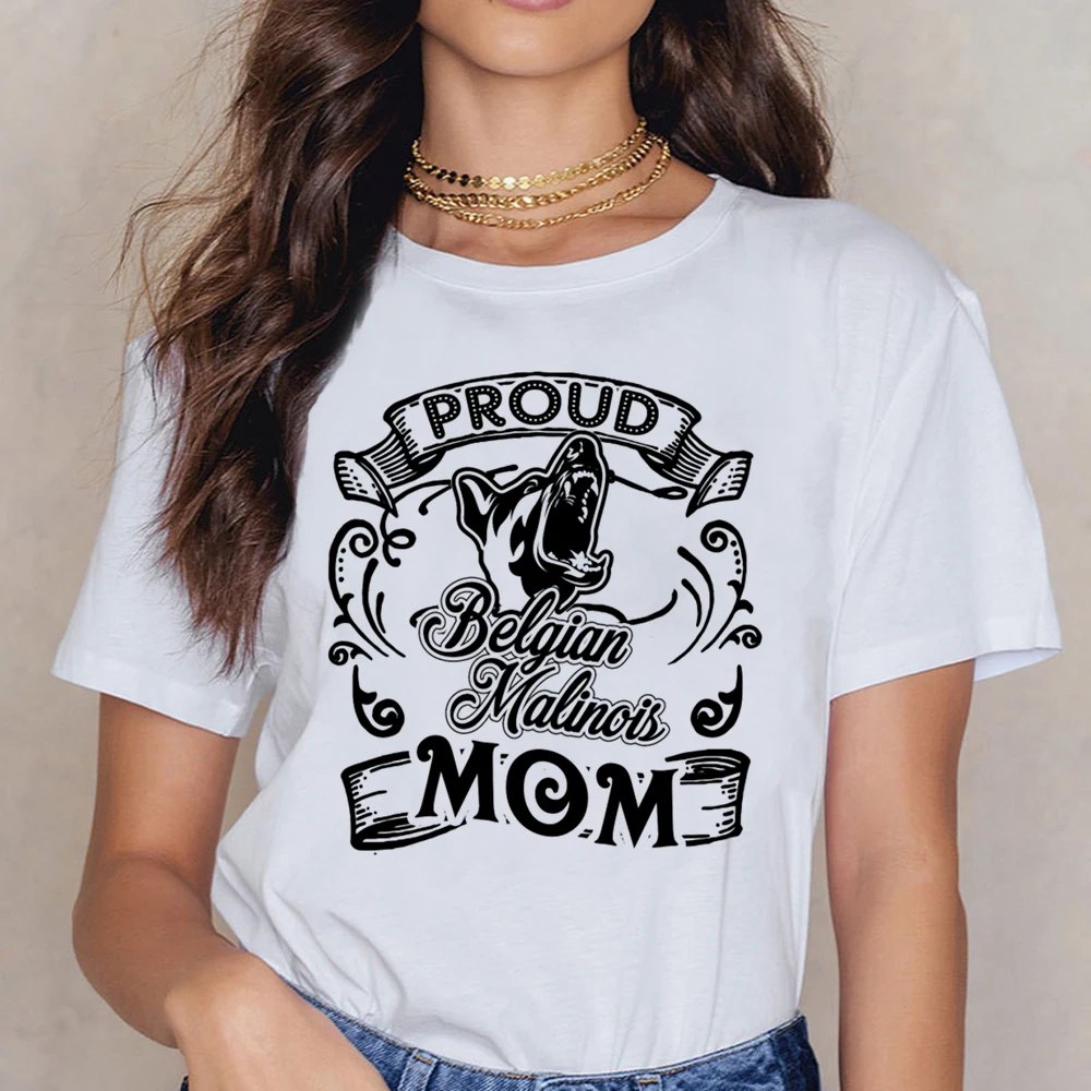 

Tops T Shirt Women Belgian Malinois Mom Casual Black Custom Female Shirt