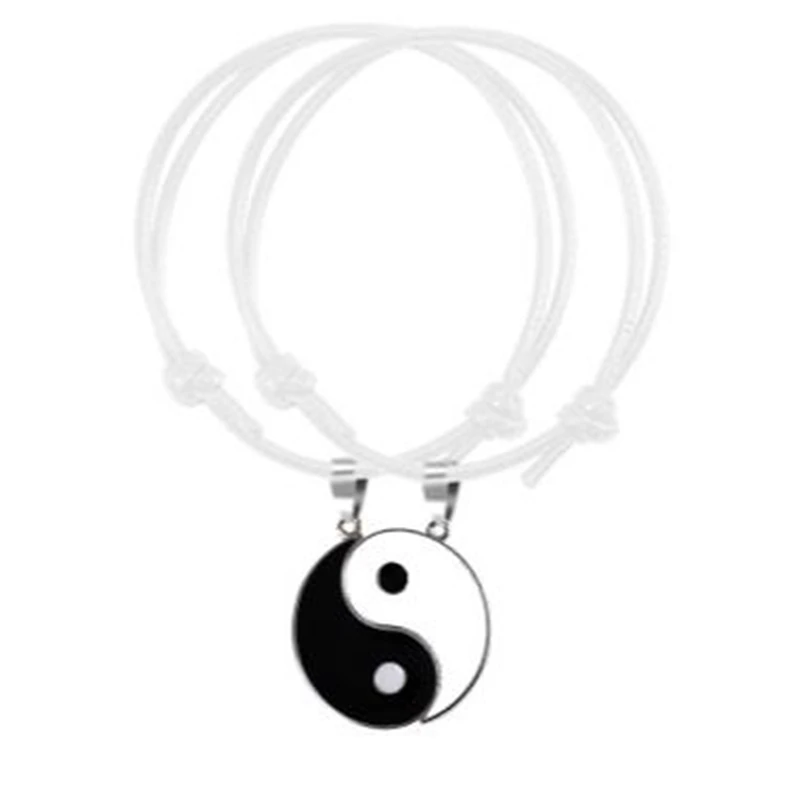 2 шт./лот эмалевое ожерелье Tai Chi Yin Yang подвеска парный чокер регулируемый браслет