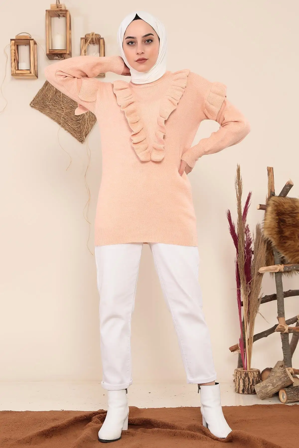

Kazakh frilled sleeves Balloon Women Muslim Sweater