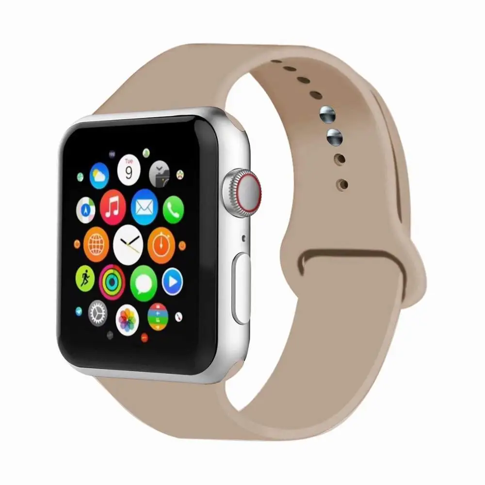 Walnut 32 Цвета мягкого силикона замена спортивный ремешок для Apple Watch группа 44 мм 40 мм Series4/3/2 /42 мм 1 38 мм наручные браслет ремень - Цвет ремешка: Walnut