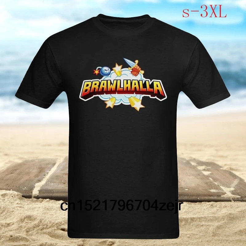 Мужская футболка Brawlhalla с логотипом игры художественный дизайн круглым вырезом