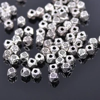 100pcs tibetan silver metal 4x3mm polygon shape loose spacer beads lot for jewelry making diy crafts findings