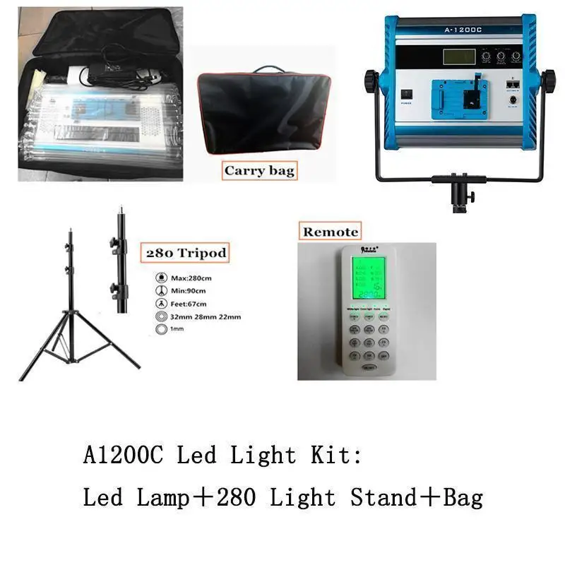 

Yidoblo Pro Video Film LED Lamp light A1200c RGB led light multi color for led panel light broadcast Lamp APP control tripod bag