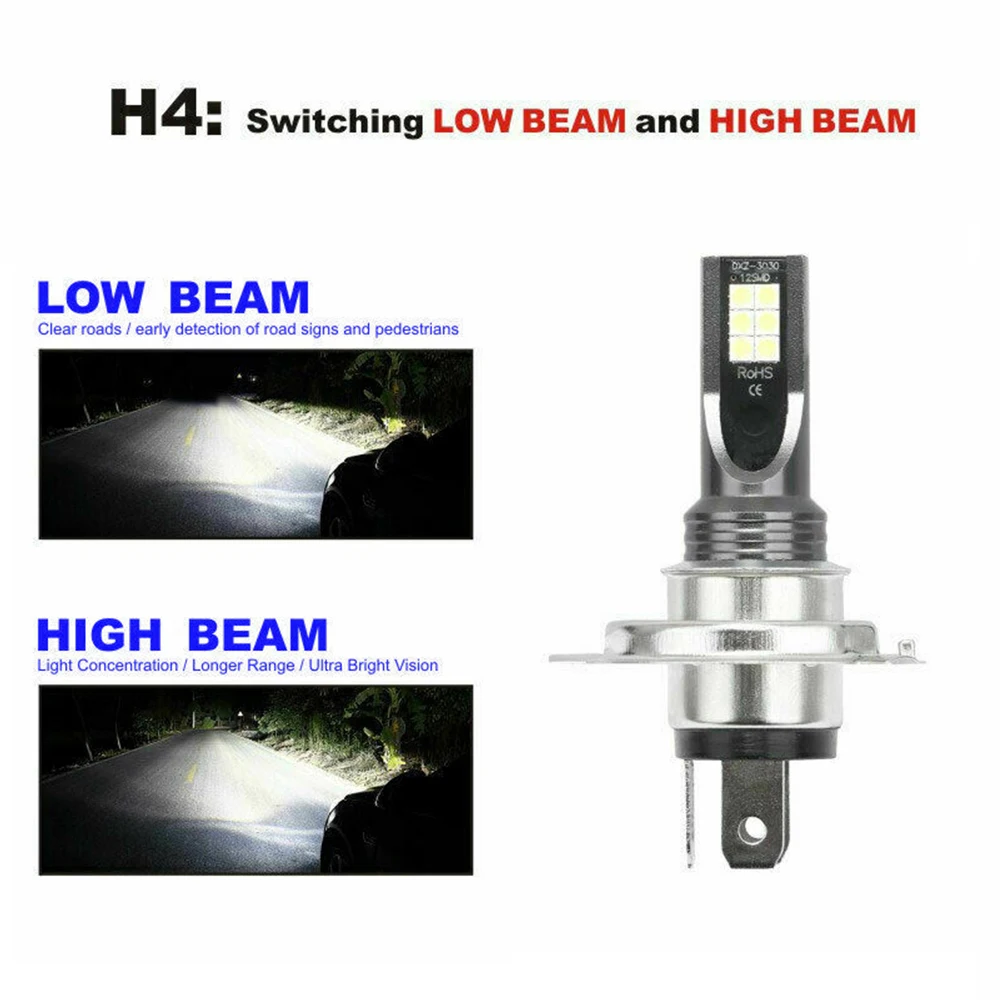 

Fog Light Headlights 1500W 2pcs 6000K Aluminum Bulbs Conversion H4 Kits LED Lamps Replacement Waterproof White