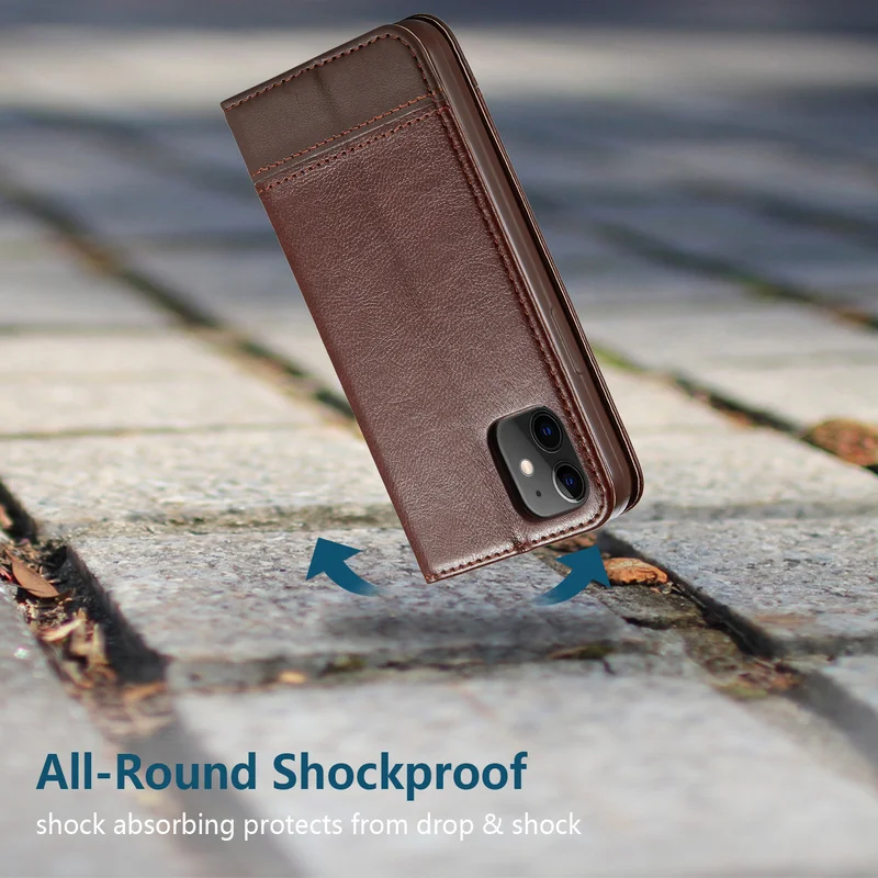 

Leather Wallet Case for iPhone 12 Pro Max Mini 11 XS XR X SE 2020 8 7 6 6s Plus 5S 5 Luxury Flip Cover Coque Card Slots Magnetic