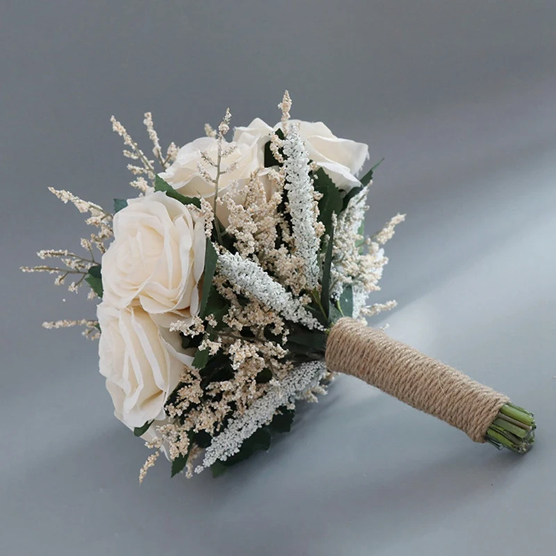Свадебные букеты для свадьбы, букет из искусственных роз, букет невесты и подружки невесты с цветами, букет для девочек с цветами