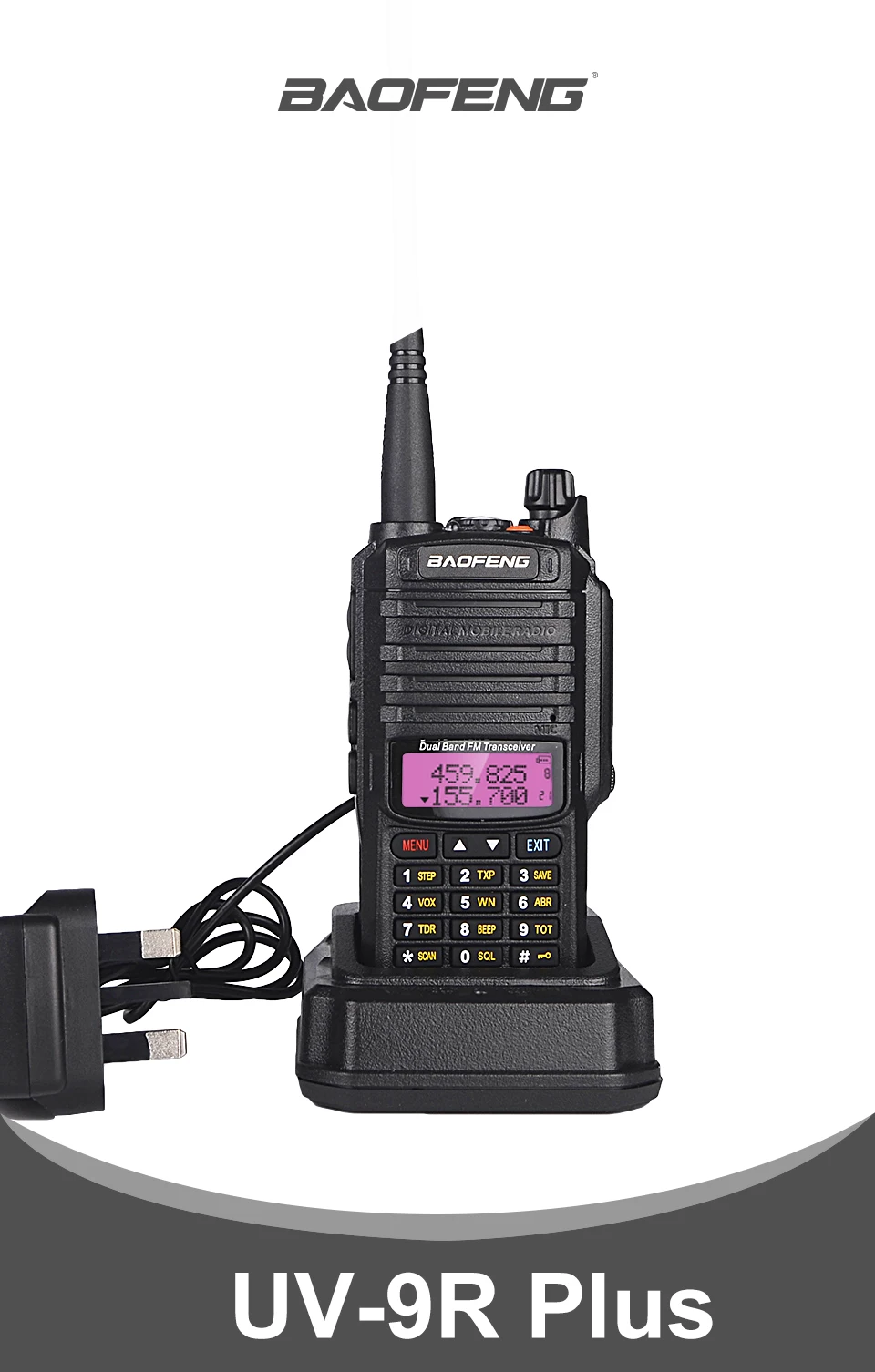Baofeng UV-9R plus Walkie Talkie IP67 Водонепроницаемый главный динамик CB радио FM приемопередатчик UHF/VHF радио 10 Вт 4800 мАч uv 9r plus