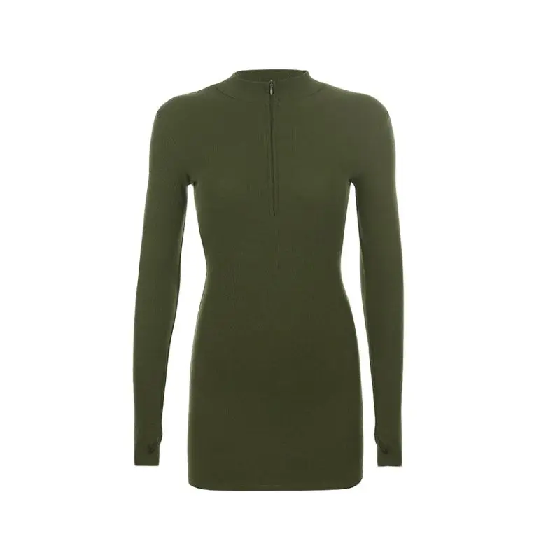 

2020 Fashion New Summer Sexy Big V Neck Solid Sheath Zipper Europe Slim Dress Womens Dresses Above Knee, Mini Q025